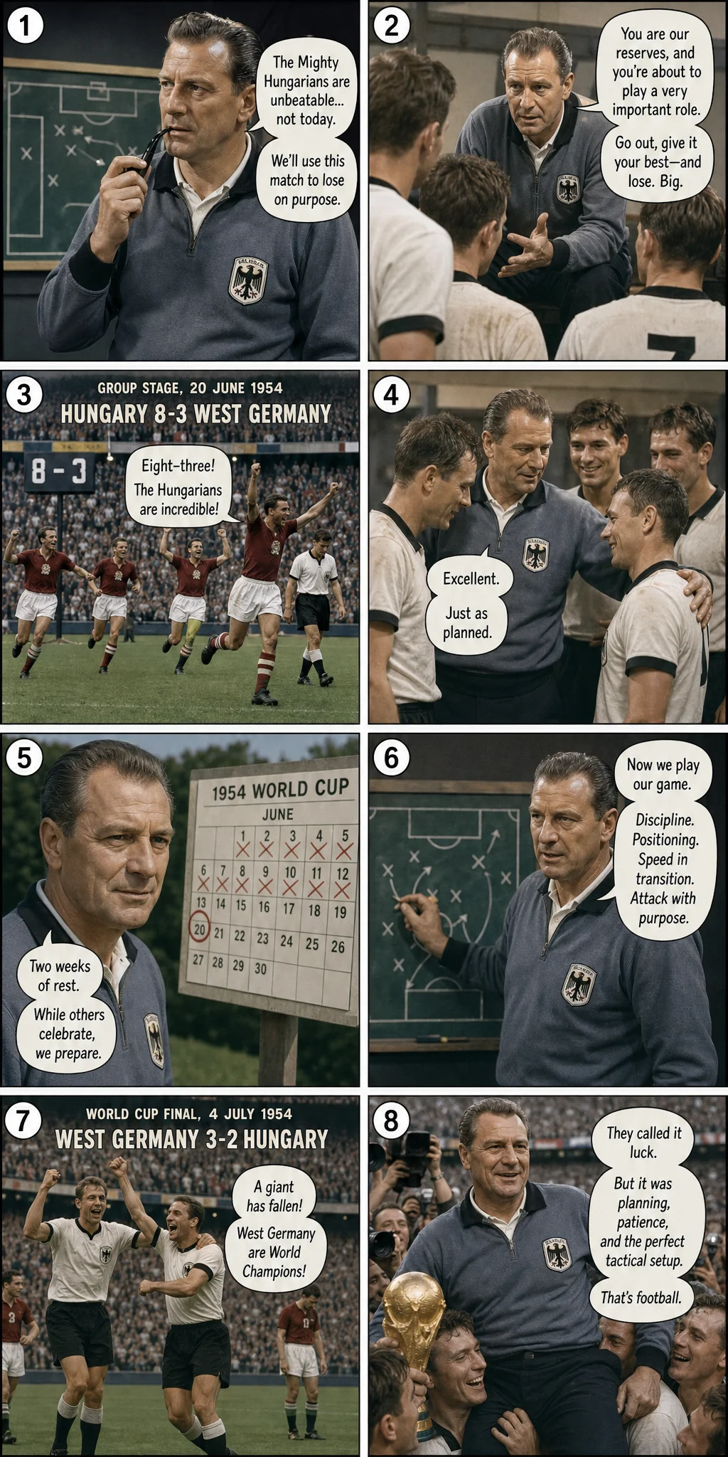 West Germany 3-8 Hungary: Tactical Setup of the 1954 World Cup