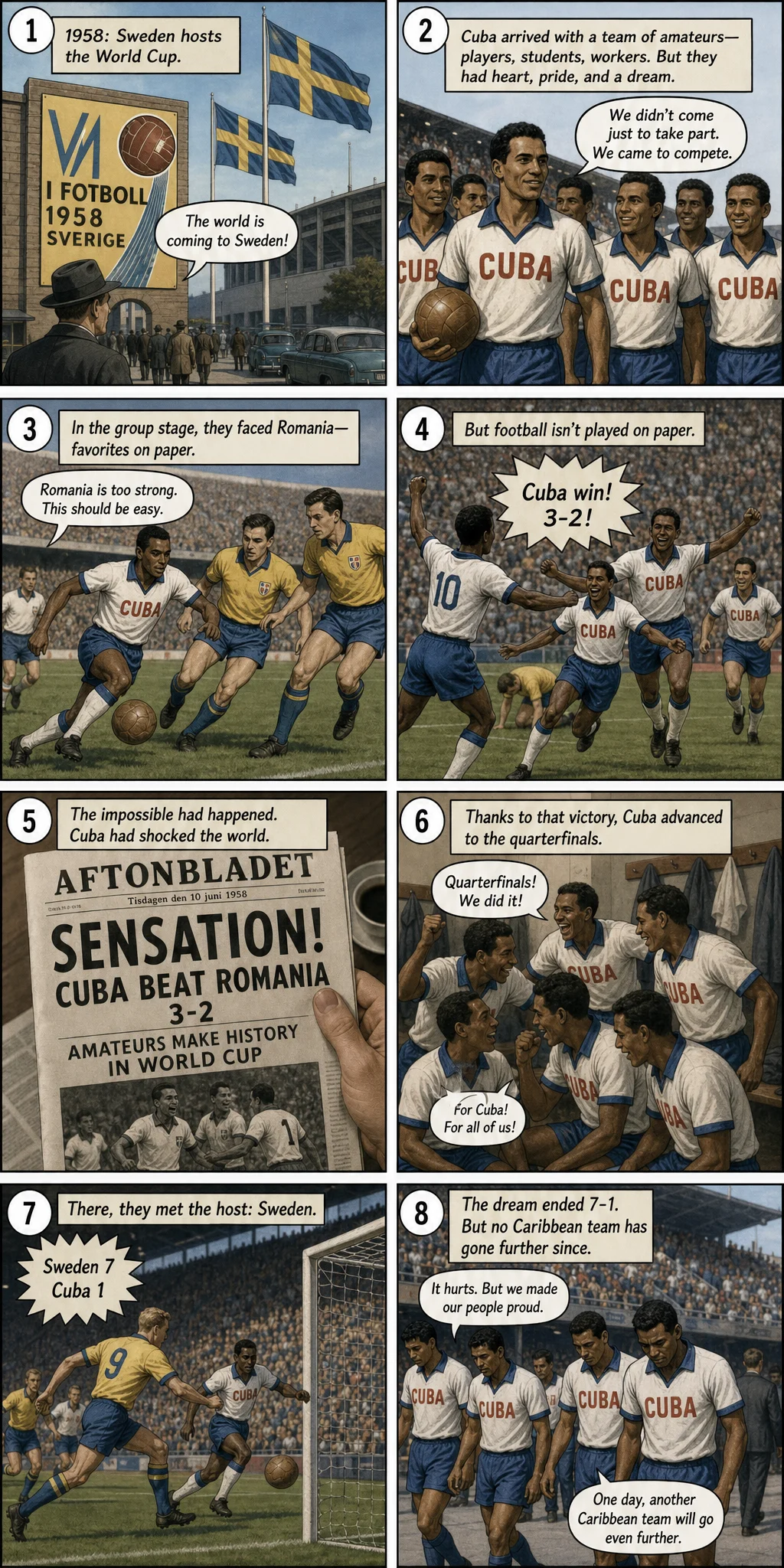 Sweden 7-1 Cuba: 1958 World Cup Quarterfinal