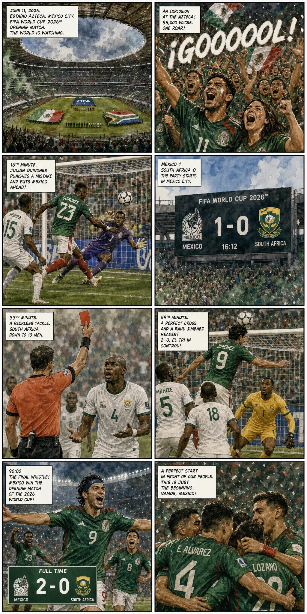 Mexico 2-0 South Africa: Three Red Cards and an Azteca Baptism