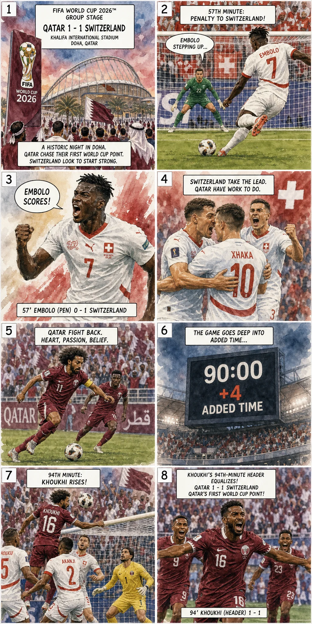 Qatar 1-1 Switzerland: Khoukhi's Last-Gasp Equalizer