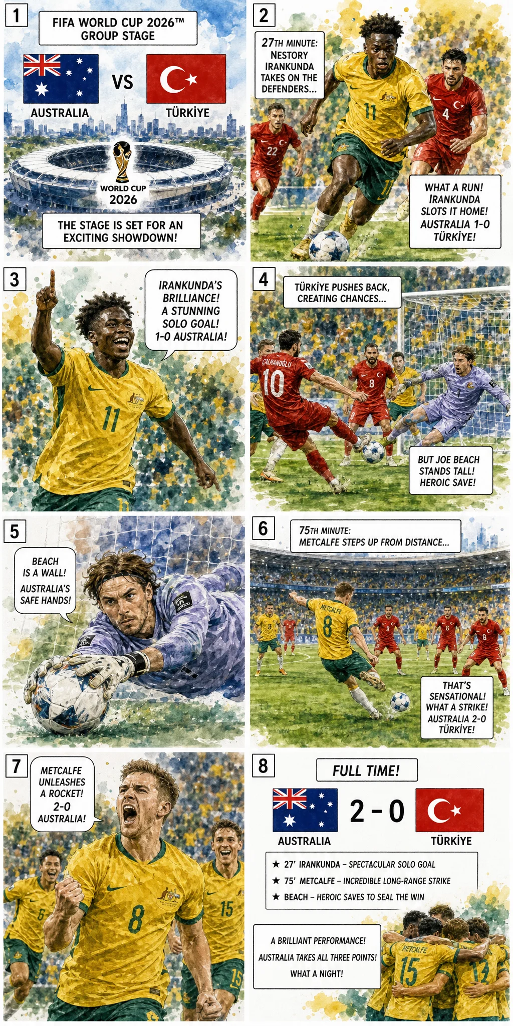 Australie 2-0 Turquie : Irankunda et Metcalfe Stupéfient