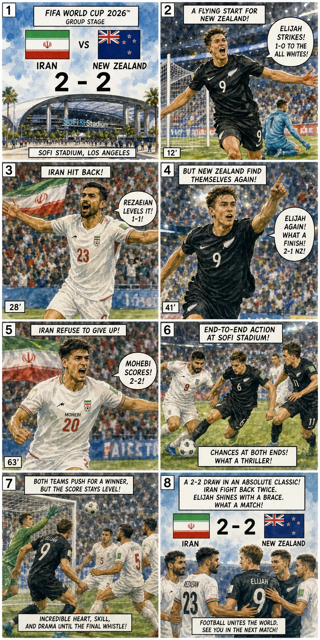 이란 2-2 뉴질랜드: 네 골, 두 번의 역전, 소파이 스타디움의 잊지 못할 밤 🔥🇮🇷🇳🇿
