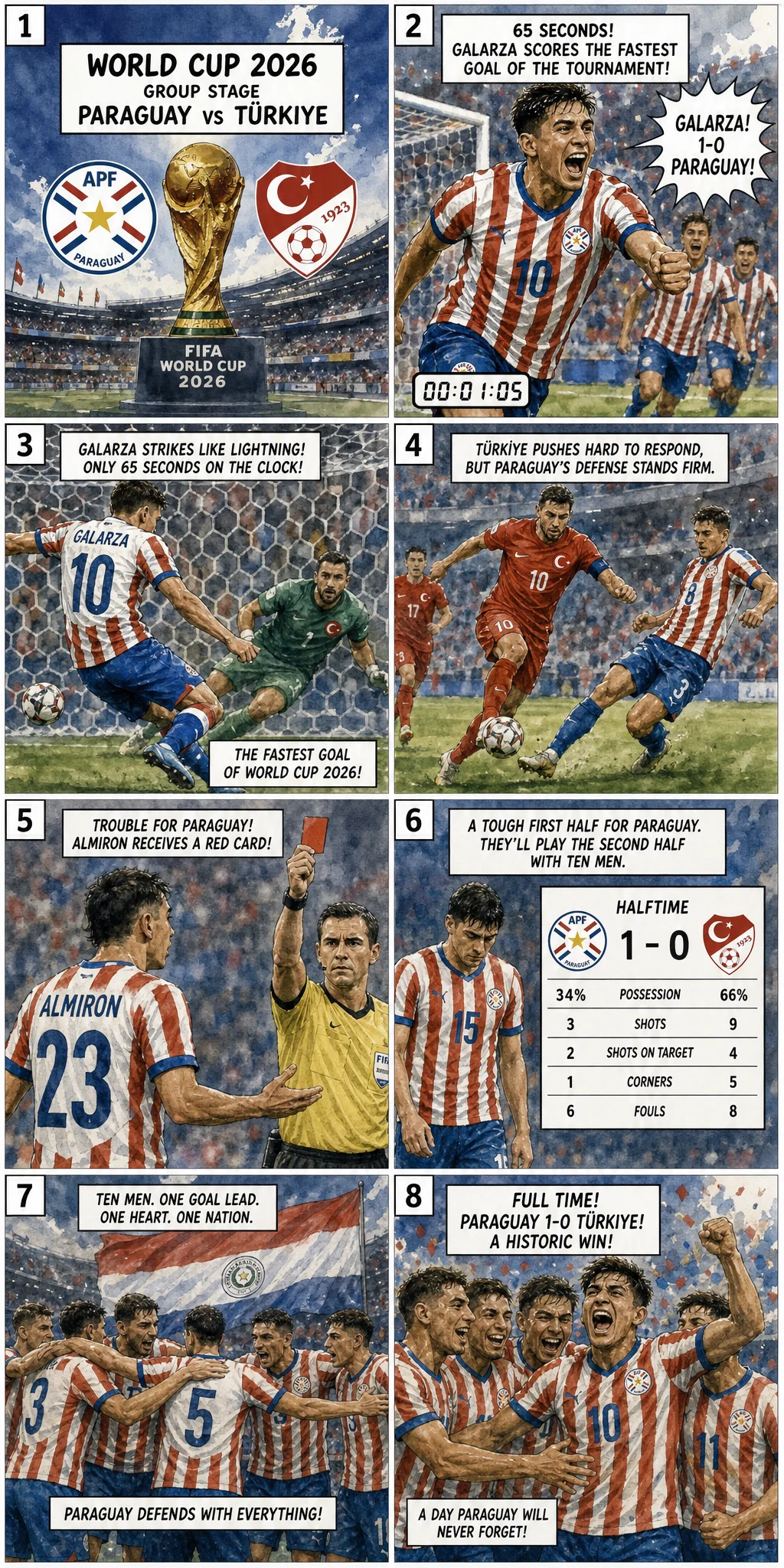 Türkiye 0-1 Paraguay: Galarza 65-Second Rocket, Almirón Red Card, and a Ten-Man Miracle