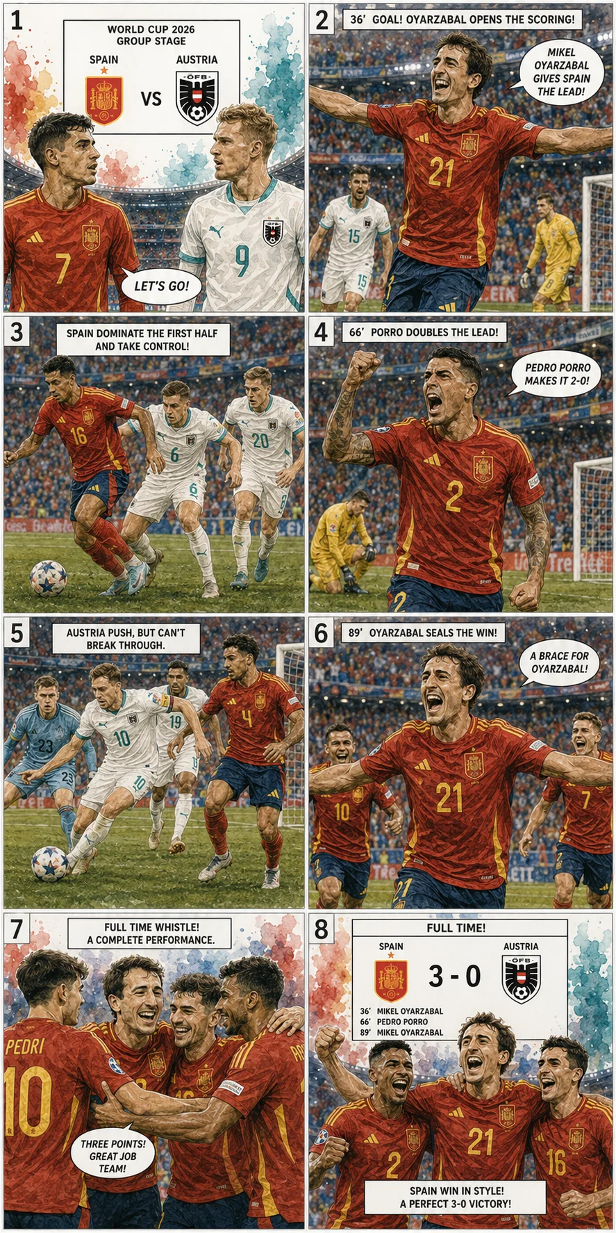 This is the Comic image with the caption: Spain 3-0 Austria: Spatial Discipline Overwhelms Austria