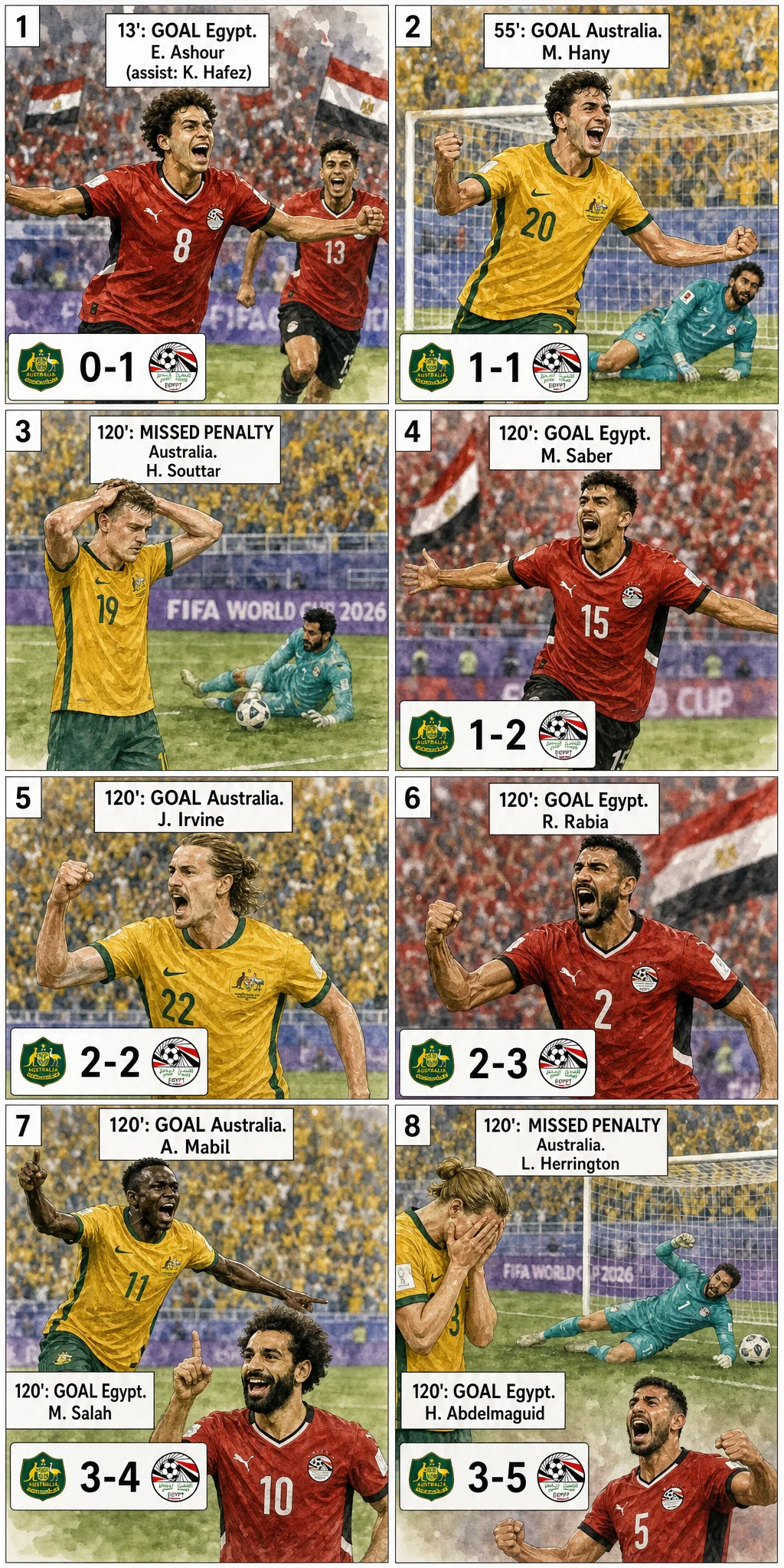 This is the Comic image with the caption: Australia 1-1 Egypt: Egypt Edge Shootout Thriller