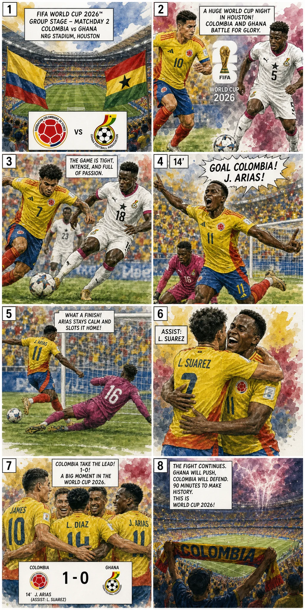 This is the Comic image with the caption: Colombia 1-0 Ghana: Substitute's Late Goal Decides Clash