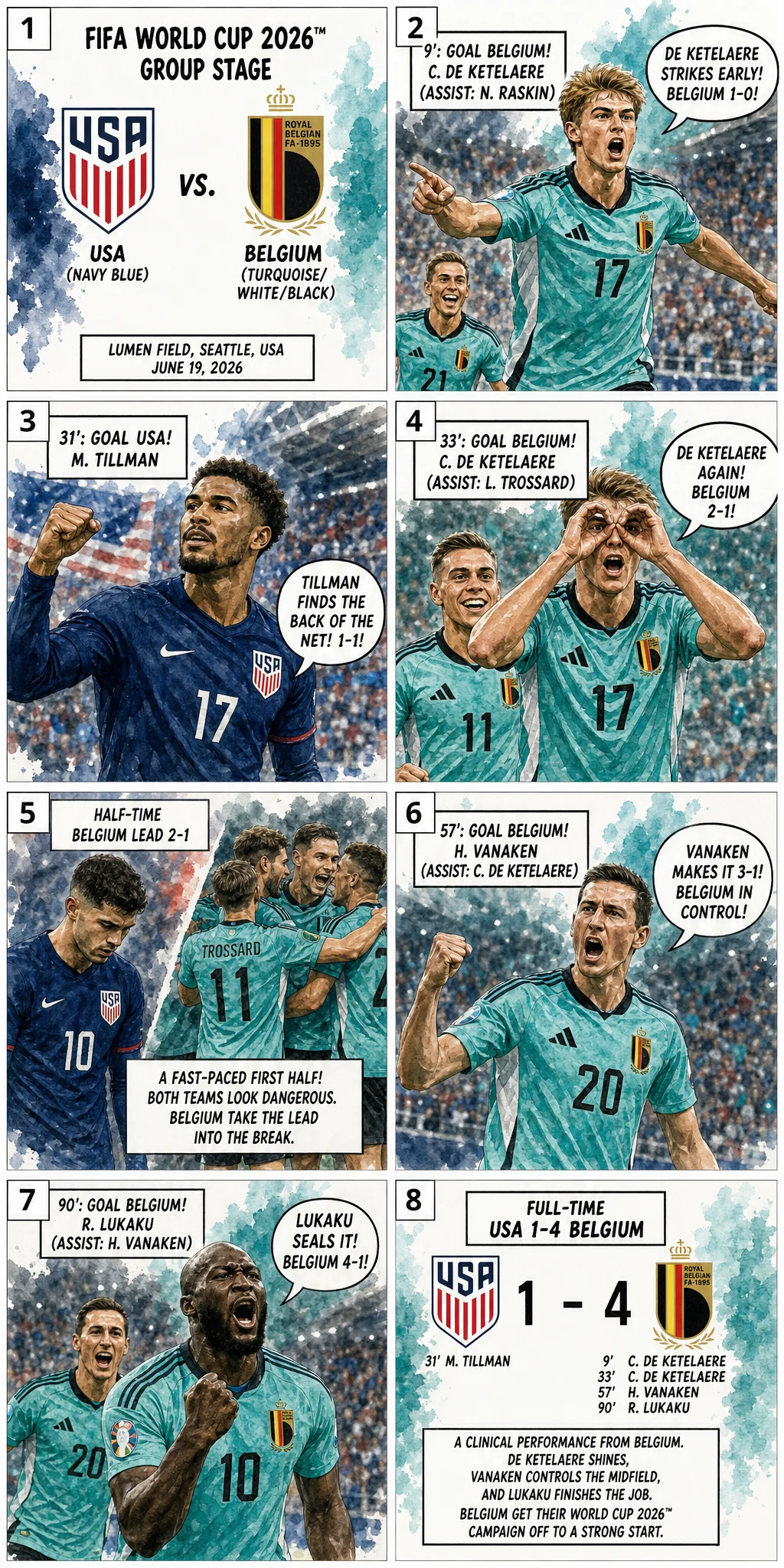 This is the Comic image with the caption: United States 1-4 Belgium