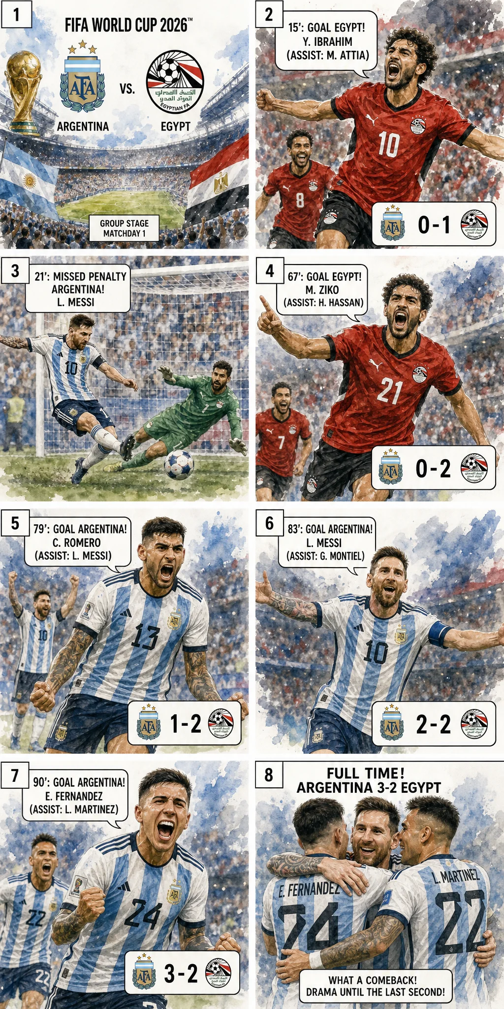 This is the Comic image with the caption: Argentina 3-2 Egypt
