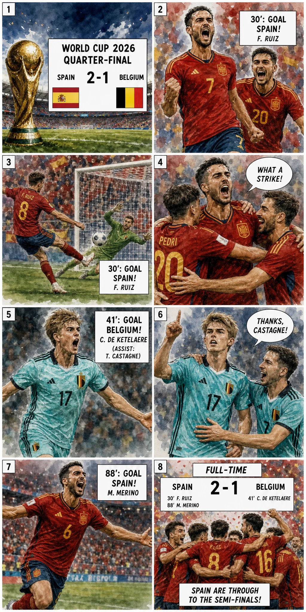 This is the Comic image with the caption: Spain 2-1 Belgium