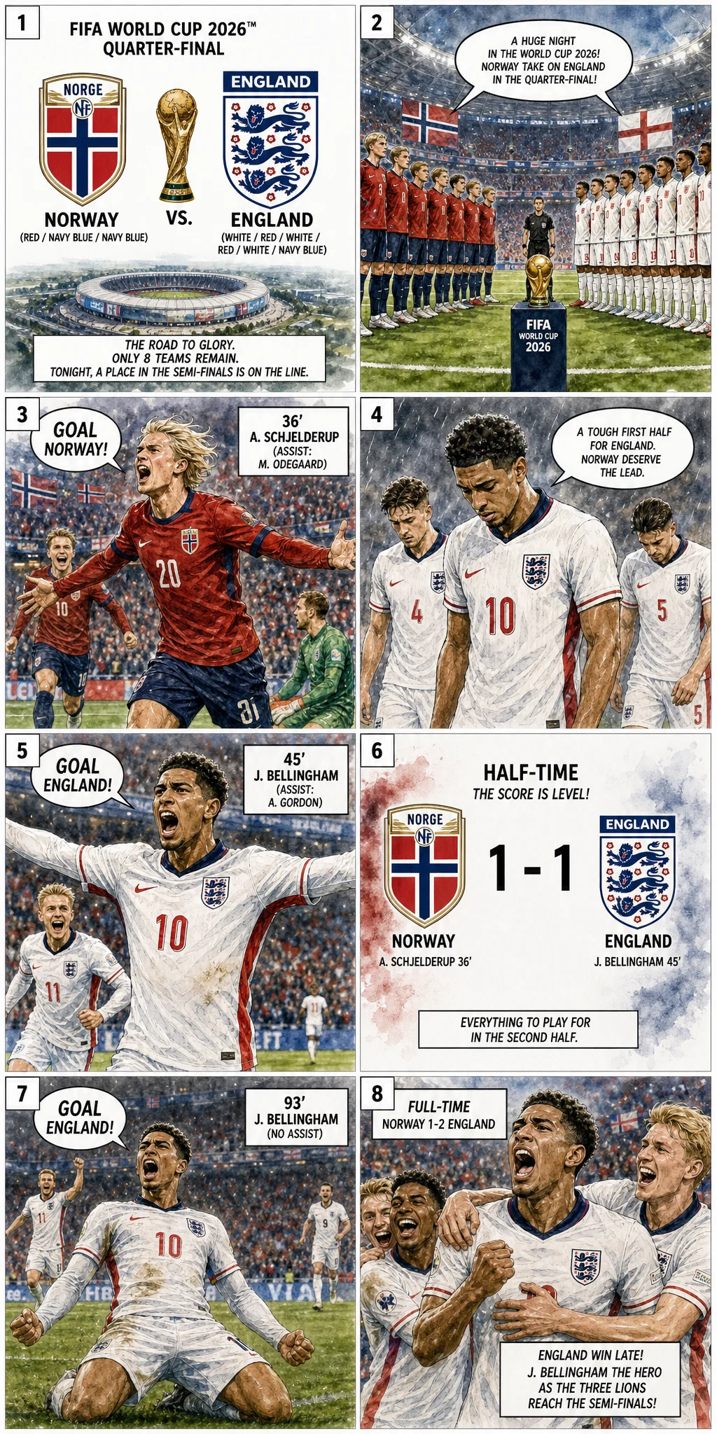This is the Comic image with the caption: Norway 1-2 England: Extra-Time Winner Rewrites Tactical History