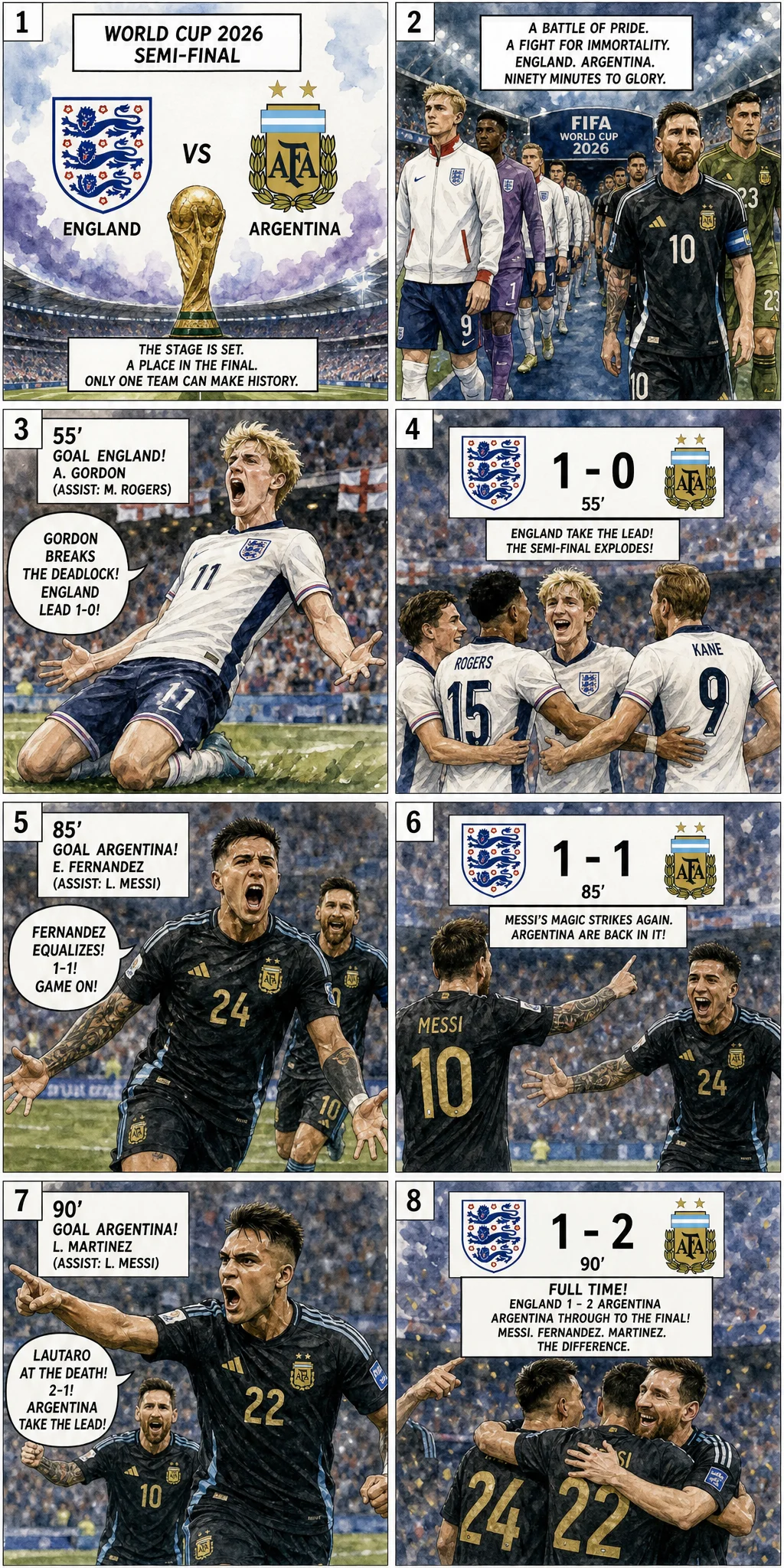This is the Comic image with the caption: England 1-2 Argentina