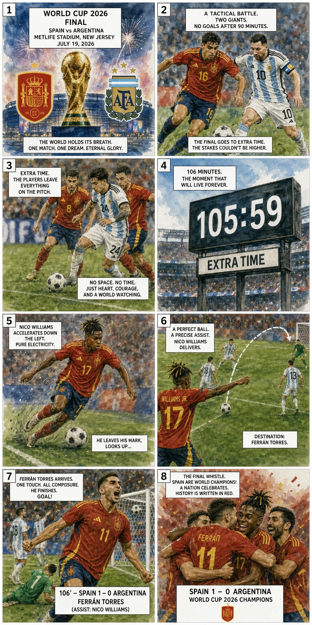 This is the Comic image with the caption: Spain 1-0 Argentina